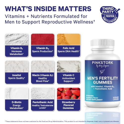 Image of Blue Stork Fertility Supplement Gummies for Men, 90 Count | Male Prenatal Vitamins, Conception Support, Reproductive Health, Hormonal Balance & Motility