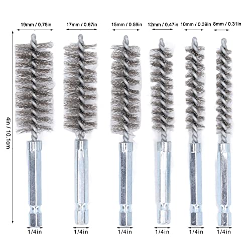 Image of Wire Brush Set Drill Brush 6pcs 4in Wire Brushes with 1 /4in Hex Shank (Steel Wire (Silver))