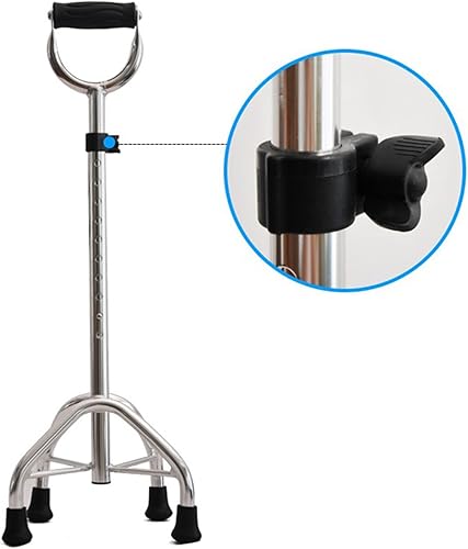 Miniatura 5 de SEVEEZ Bastón cuádruple para personas mayores bastón ajustable con 4 patas base grande cómodo mango en forma de U ayuda de movilidad ligera de
