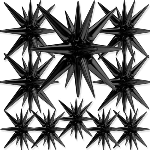 Image of PartyWoo Black Star Spike Balloons 10pcs Explosion Foil Mylar Balloons