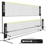 BAGAIL Badminton Net, Foldable Sports Net 10 FT/ 14 FT/ 17 FT Wide, Height Adjustable Net Set with Carry Bag for Tennis, Pickleball or Pool Volleyball - 10ft, Yellow