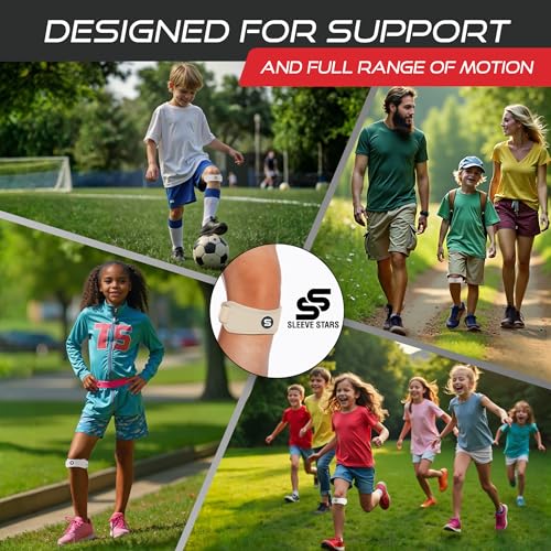 Image of Sleeve Stars Swedish Brand Patellar Tendon Support Strap for Women & Men Effective Osgood Schlatter Knee Brace Youth & Kids Knee Brace with 3 Adjustable Length fits 7 inch-15 inch (Single /Beige /Kids)