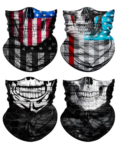4Pack Neck Gaiter for Men Women Face Cover Mask Head Wrap Balaclava Headwear Bandana Headband Magic Scarf