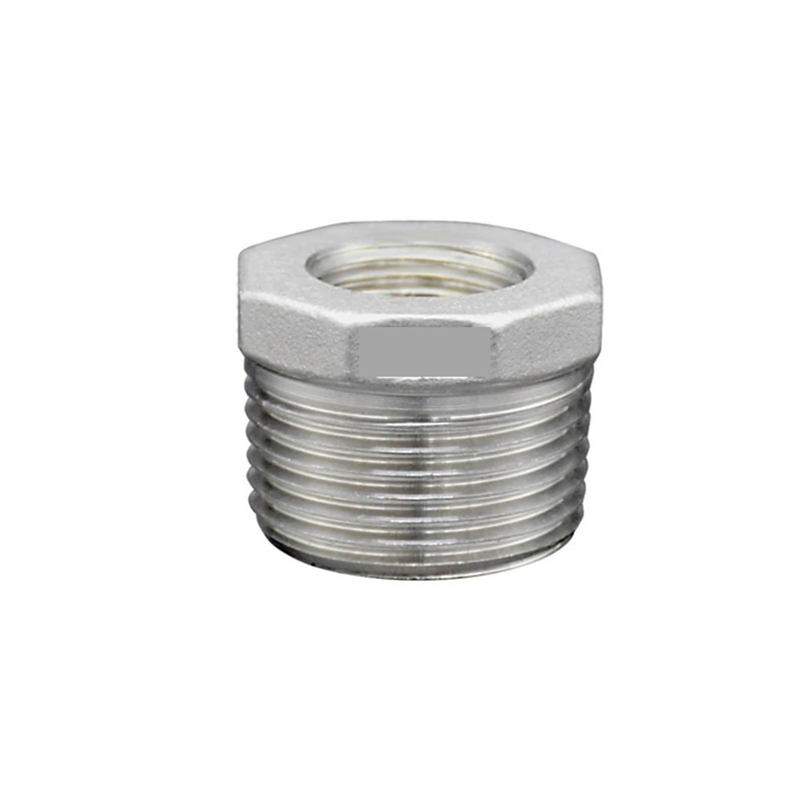 Conector reductor de instalación tuberías 2 a 1-1/4 y buje hexagonal acero inoxidable 304
