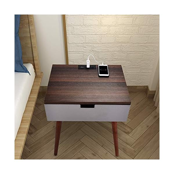 Frylr Nightstand Bedside Tabl, Modern PU Leather Drawer End Table for Bedroom Living Room 18.8''x15.7''x21.5'' - Image 3