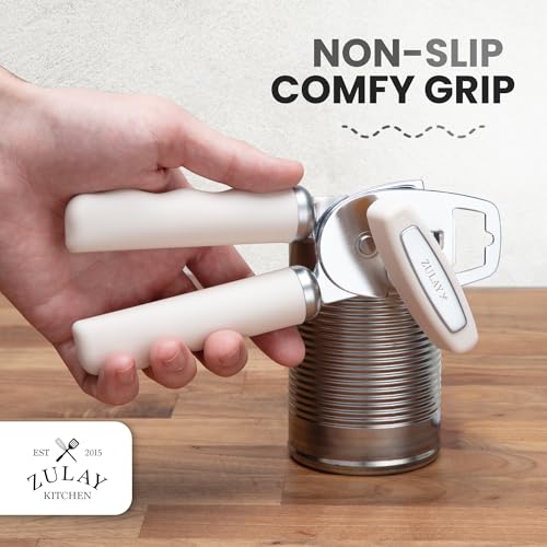 Image of Zulay Kitchen Manual Can Opener Heavy Duty Patented Stainless Steel, Cream