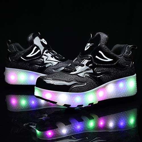 Kids USB Charging Led Light Up Shoes Outdoor Double Wheels Roller Skate Sneakers for Boys Girls3