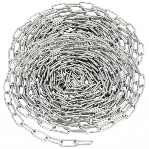QWORK® 2 Pièces Chaîne acier galvanisé - Ø 2 mm - 5 m - résistant à la rouille - pour corde à linge/plantes suspendues/chaîne pour chien/antivol de...