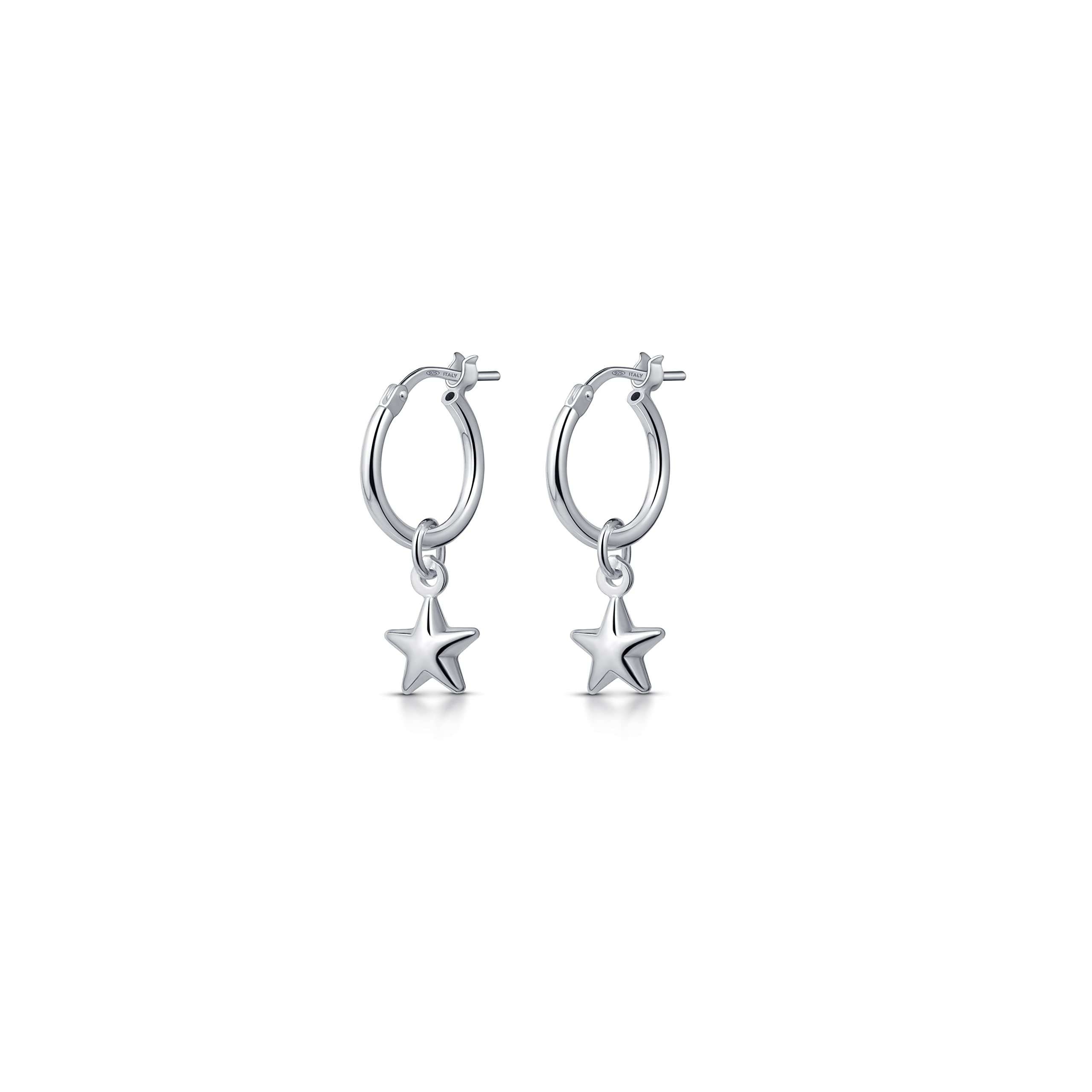 Amberta Pendientes de Aro con Colgante para Mujer en Plata de Ley 925