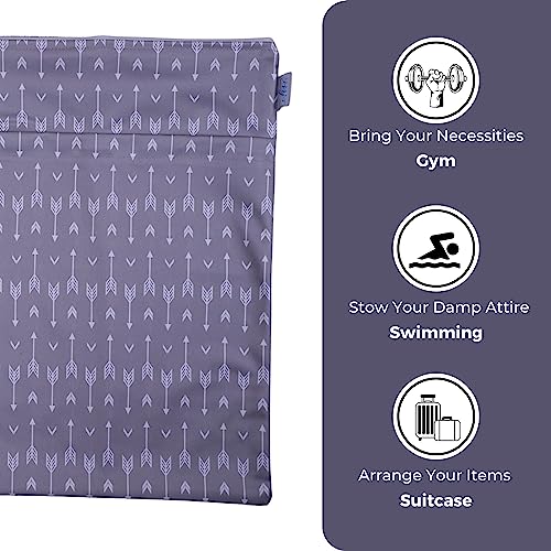 Image of Chic Buddy Waterproof Wet Bag, Washable, Reusable for Travel, Beach, Pool, Stroller, Diapers, Dirty Gym Clothes, Wet Swimsuits, Toiletries (Chevron, Wet Bag /Dry Bag)
