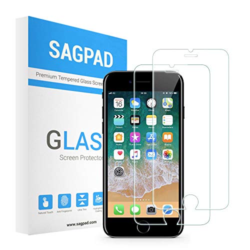 SAGPAD [2 Piezas] Cristal Templado para iPhone 7 Plus/ 8 Plus, Cubierta Completa Vidrio Templado 9H Protector Pantalla Premium, Anti-Huella Digital, Anti-Burbujas par 8 Plus / 7 Plus (Transparente)