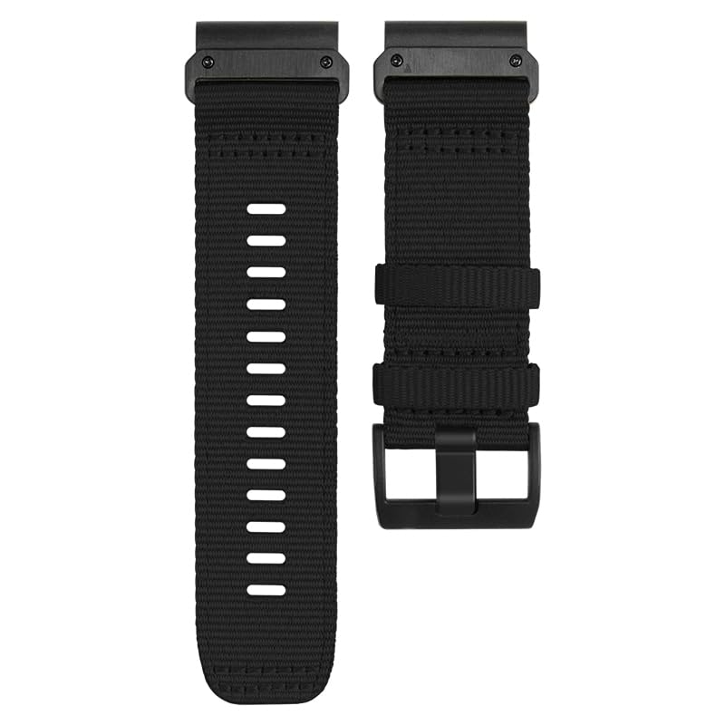 22mm Military Nylon Watch Band for Garmin Instinct/Fenix 7/ Fenix 6/ Fenix 5/ EPIX 2/ Forerunner 955 965, Adjustable Rugged Nylon Sports Wrist Strap for Descent G, MARQ(Black)