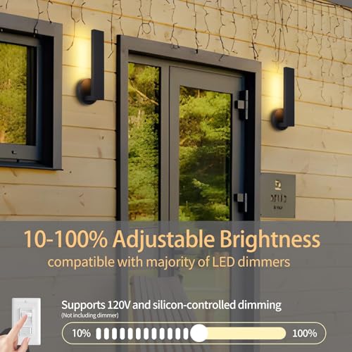 Image of Aluminum LED 18W Modern Wall Sconces Set of 2 Matte Black Waterproof Sconce Wall Lighting Indoor Outdoor Hardwired Wall Lights for Office,Porch, Bedroom, Bathroom, Living Room,Stairway