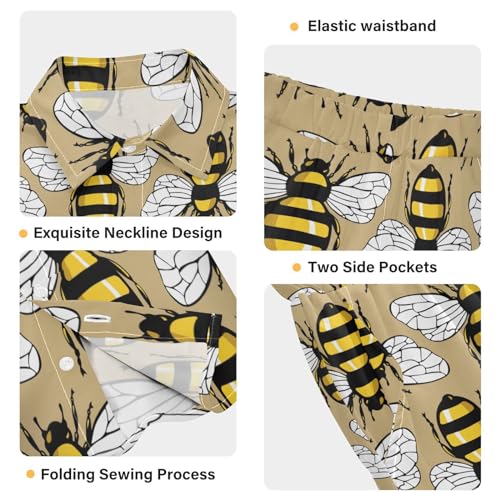 Image of visesunny Boy's 2 Pieces Shirt and Short Set Casual Shirts Short Sleeve Beach Shorts Summer Outfits for 3-10 Years Kids
