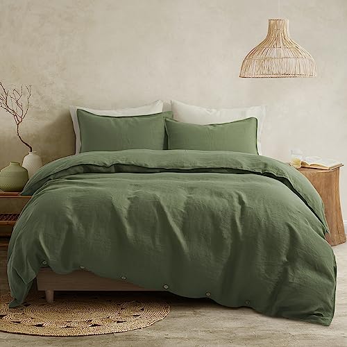ATLINIA 100% Flax Linen Duvet Cover Set - Stone Washed