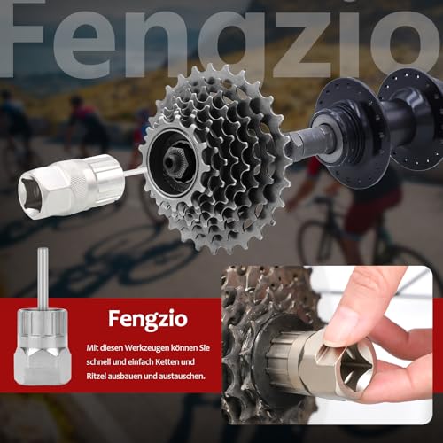 Fengzio Fahrrad Kettenpeitsche mit Zahnkranzabzieher und Abzieher Universal kassettenabzieher kettenpeitsche und abzieher Set Kassettenabzieher Kit