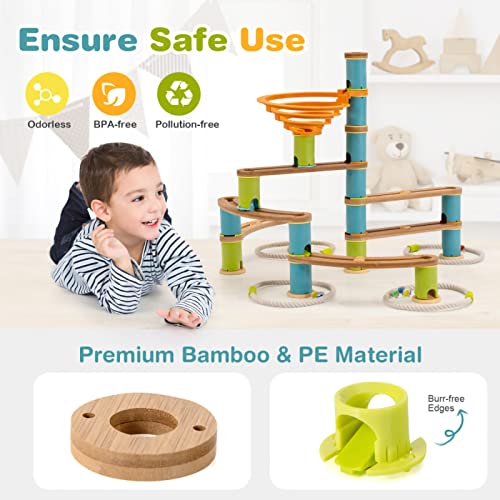 Tuochufun Marble Run Construction - Marble Run For Kids Ages 4-8 Bamboo Build Run Toy With Marbles For Kids Over 4 #TOP2