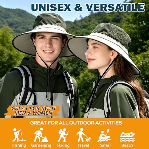 Image of Wide Brim Sun Bucket Hat, Waterproof Boonie Hat for Men & Women | UPF 50+ UV Protection, Adjustable Fit, Chin Strap & Sweatband, Foldable Durable for Fishing Hiking Garden Beach