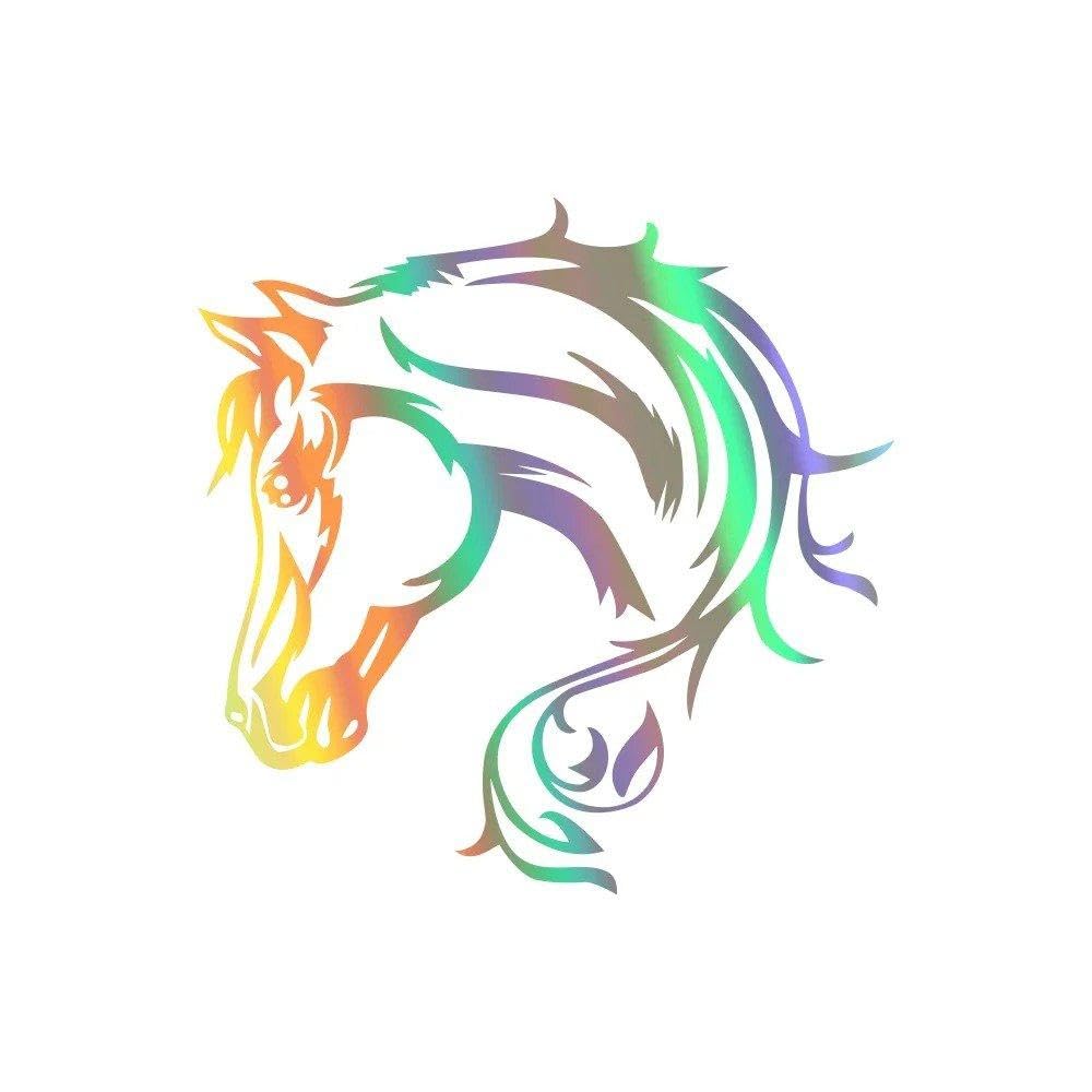 Horse Sticker Car Stickers Vinyl Decor Decal(Colorful Laser,18x18cm)