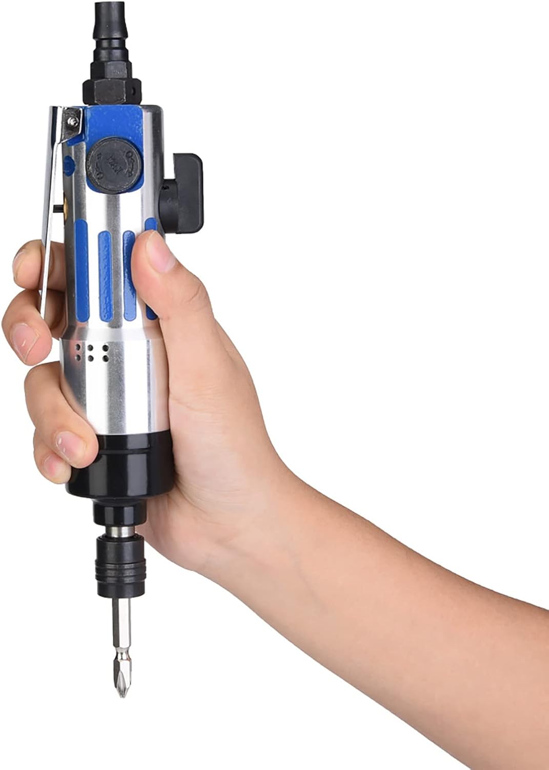 1/4" Pneumatic Screwdriver, 9000RPM Reversible Air Screwdriver Tool, Industrial Straight Hand Driver for Metal/Woodworking