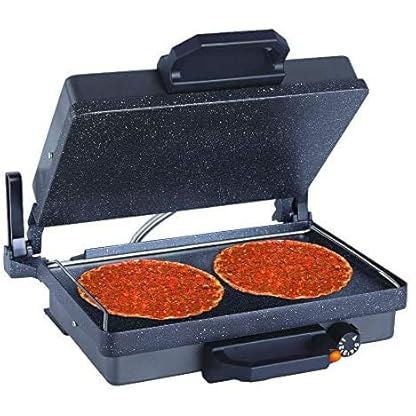 Ertex Elektrogrill multigrill Kontaktgrill Grill Toaster LAHMACUN + Kasserolle Teflon MODEL SILBER… (Black Exclusive…