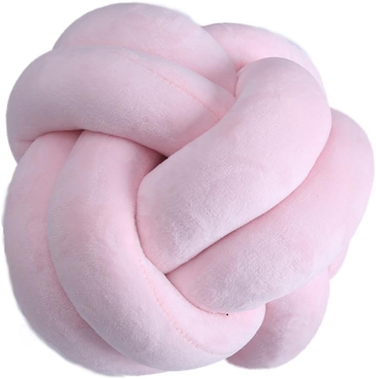 Nunubee Plush Knot Ball Pillow, Waist Cushion Pillow Home Decoration Plush Throw Pillow Cushion for Sofa Car Office φ18 cm / φ7.1 Inch Pink-2line-S-S