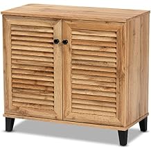 Baxton Studio Coolidge Modern and Contemporary Oak Brown Finished Wood 2-Door Shoe Storage Cabinet