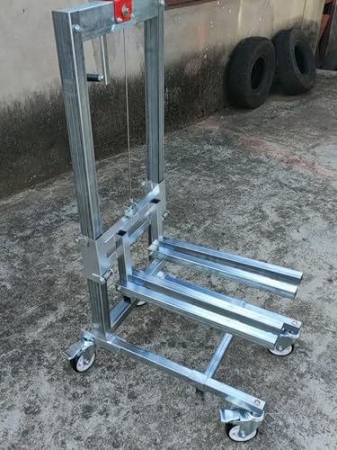 MINHUIJIHUI Wózek transportowy do transportu materiałów ręcznych, składany z korbą ułatwiającą ładowność 60 kg (130 funtów), regulowana wysokość 17 cm (6,69 cala) do 85 cm (33,46 cala) do doków