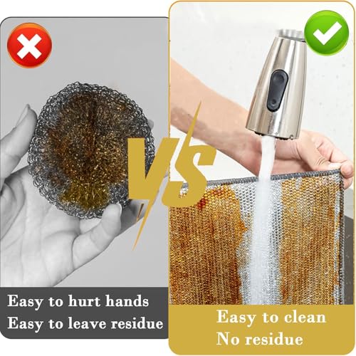 AutoPrevails 10 Stück Mehrzweck Geschirrspüllappen Aus Draht,Topfreiniger Putzlappen,Multifunctional Non Scratch Wire Dishcloth,für Nass und Trocken,Wiederverwendbar Putztücher (20×20CM)