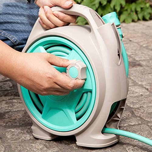 Image of Garden Hose Reel Auto Winder Retractable Water Pipe 7 Functional Nozzle Sprinkler Automatic Rewind Slow Return System Home Car Wash Hose, Patio Hose Reel for Cleaning Watering