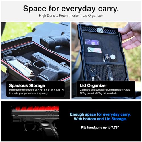 VAULTEK LifePod Secure Waterproof Travel Case Rugged Electronic Lock Box Travel Organizer Portable Handgun Case with Backlit Keypad (Covert Black) (Biometric)