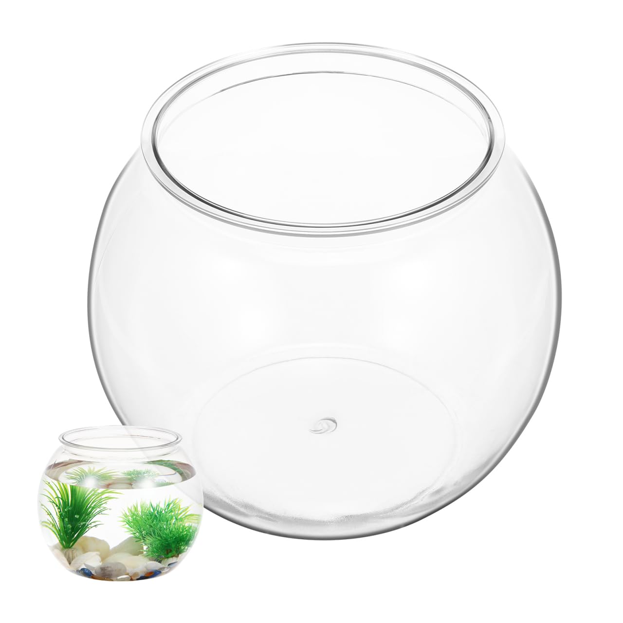 Pecera De Plástico Transparente Redonda De 8.66 Pulgadas para Escritorio Acuario Pequeño Portátil para Peces Y Tortugas Decoración para Hogar Y Oficina