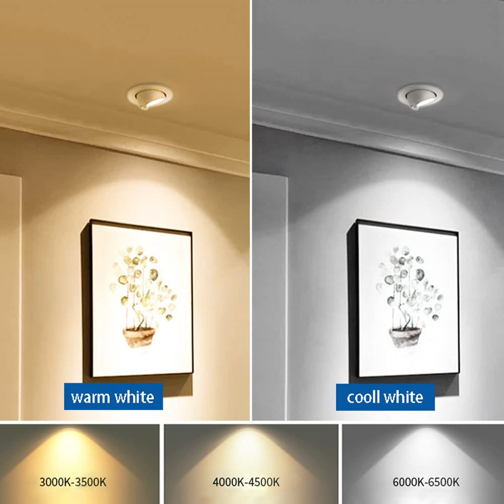 Foco Empotrable M para Techo, Iluminación Led Ajustable para Interiores, Paquete De 2 Unidades, Carcasa De Aluminio, Iluminación para Galerías De Fotos, Focos para Pasill,3000k-10W