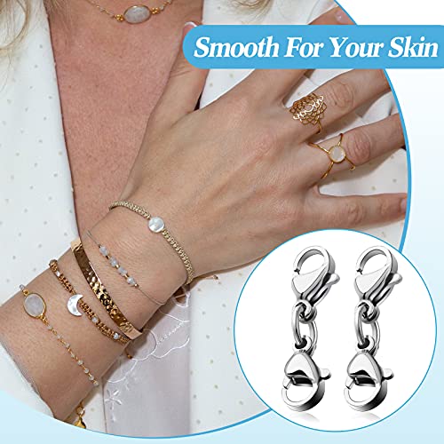 Double Lobster Clasp Extender Double Claw Connector Bracelet Extension Clasp Small Bracelet Extender Necklace Shortener Clasp For Diy Jewelry Making 0.98 Inch(Silver,0.98 Inch) #TOP2