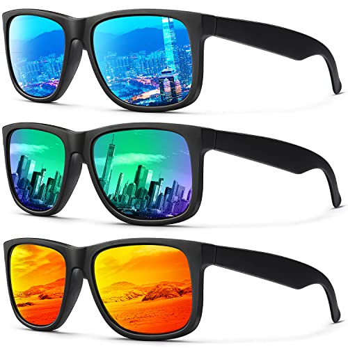 ANYLUV Mens Sunglasses Polarized Sunglasses for Men Women UV Protection Mirrored Lens Outdoor (Ice Blue/Green/Orange)