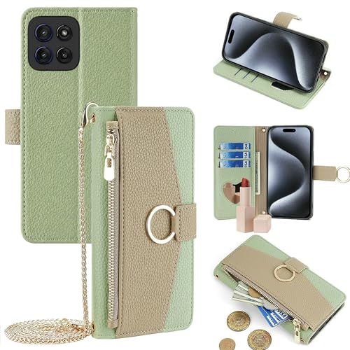 Étui portefeuille Motorola Edge 70 Fusion avec miroir intégré et pochette zippée antichoc