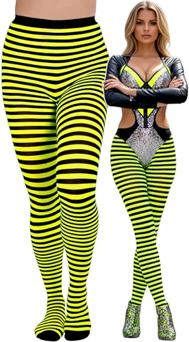 Image of ToBeInStyle Women's Thin Horizontal Stripe Opaque Tights Pantyhose - Regular or Plus