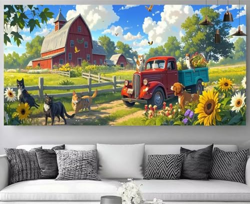 Diamond painting enfant et adulte motif fleurs de ferme | Kit broderie diamant complet 40x120cm