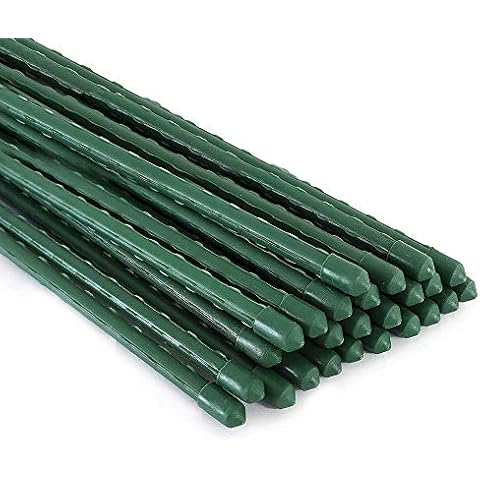 Xiny Tool Garden Stakes, 25 Pack 4 Ft Steel Plant Garden Tomato Stakes with Plastic Coat for Climbing Plants (25 Pack 48 Inch) Cover