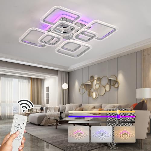 ZAITINZ Plafoniera led soffitto,80W Plafoniere da soffitto,8 piazza lampada corpo design lampadario...