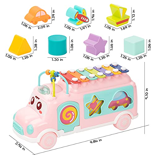 UNIH Baby Toy 12-18 Months, Music Bus Xylophone for Kids Toy, Baby Toys for 1 Year Old Boys and Girls with Building Blocks, Musical Toys for Toddlers 1-3, Early Educational Toys for Toddlers Gift - Thumbnail 6