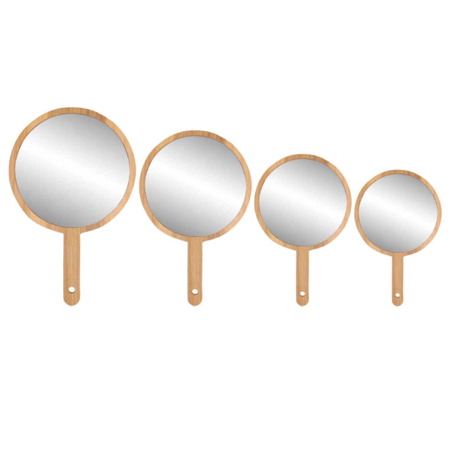 Wooden Makeup Mirror Set of 4 - Round Shape 15 inch, 12 inch, 10.5 inch, 9.5 Inch - Hand Mirror, Salon Mirror, Dressing Table Mirror, Shaving Mirror, Travel Mirror, Beauty Mirror-picture-20