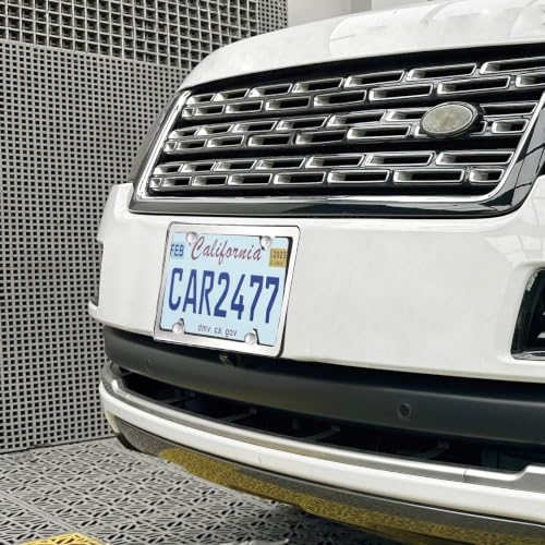 Image of 2PCS Solid Silver License Plate Frames, Solid Rust-Proof Stainless Steel Holder with 4 Holes, Universal Car Frame for Women and Man, Including Screws, by Lengnoyp