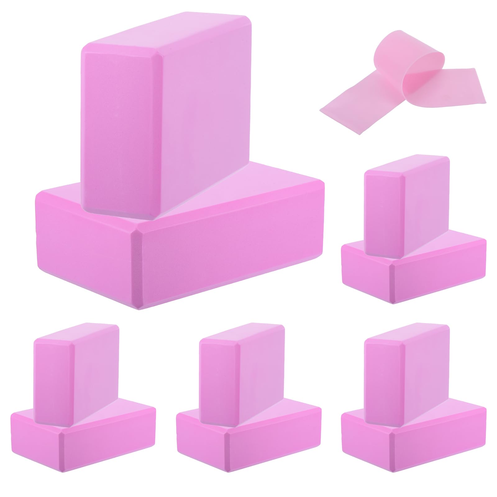 Set di blocchi per yoga e fasce di resistenza in schiuma EVA ad alta densità, confezione da 10, antiscivolo, 22,9 x 15,2 x 7,6 cm, leggeri mattoncini da danza per donne, perfetti per palestra