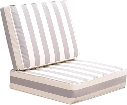 Miniatura 8 de Juego de 2 cojines de asiento para exteriores para muebles de patio, juego de 2 cojines gruesos resistentes a la intemperie, 23.6 pulgadas de ancho