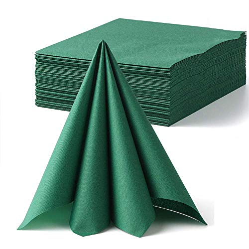 LEKOCH Serviette Jetable de Table en Papier | Essuie-Mains Air-Laid Serviettes de Décoration pour Mariage, Anniversaire, Restaurant, Cuisine | 40 cm x 40 cm, Paquet de 50(Vert)