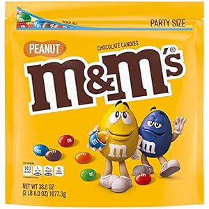 M&M’S Peanut Chocolate Candy, 38-Ounce Party Size Bag, Yellow