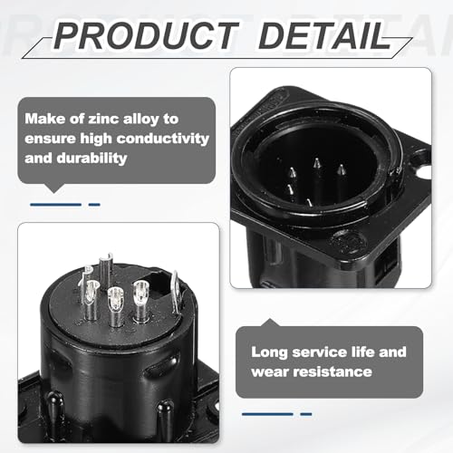 MECCANIXITY 4pcs Conector XLR Macho 5 pines negro miniatura 3