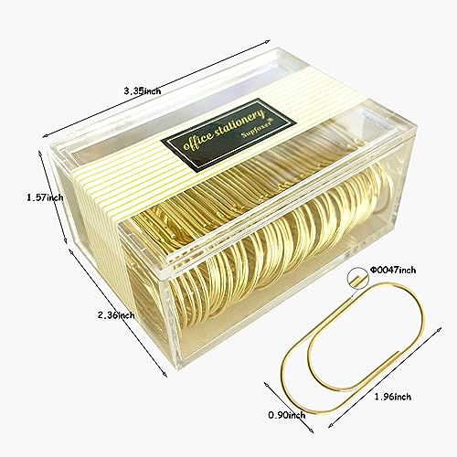 Gold Jumbo Paper Clips, 50pcs 50mm/1.97" Large Wide Planner Paper Clip Non Skid Smooth Finish Steel Wire Office Supply Accessories (Gold) image 8