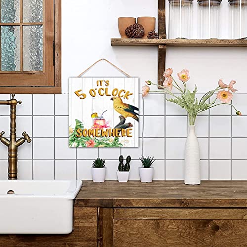 Panneau mural It's 5 O'Clock Somewhere en bois vieilli effet vintage authentique